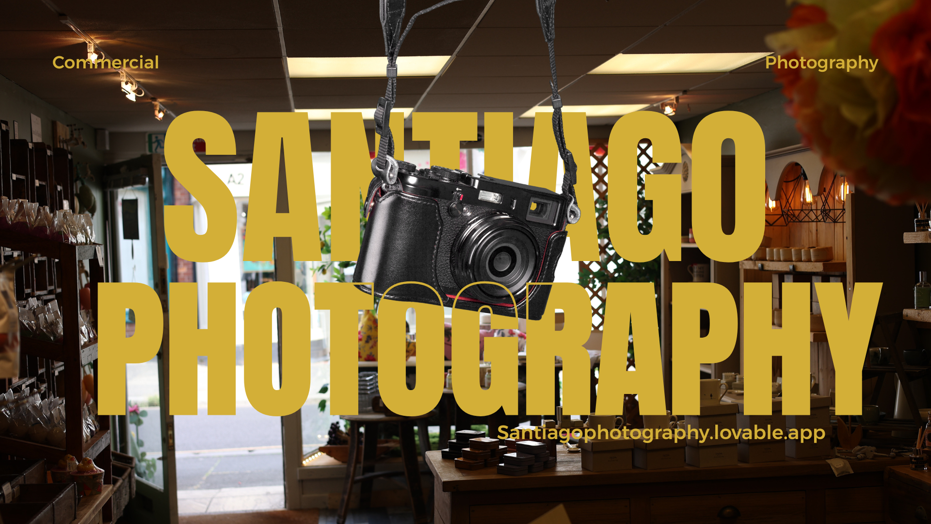 Restaurant interior photography Wells Somerset by Santiago Photography, vintage camera in a shop setting